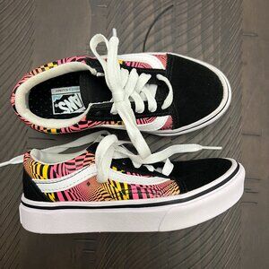 Vans | Kids Old Skool Shoe Pink, Orange, Yellow Black Pattern Size 11